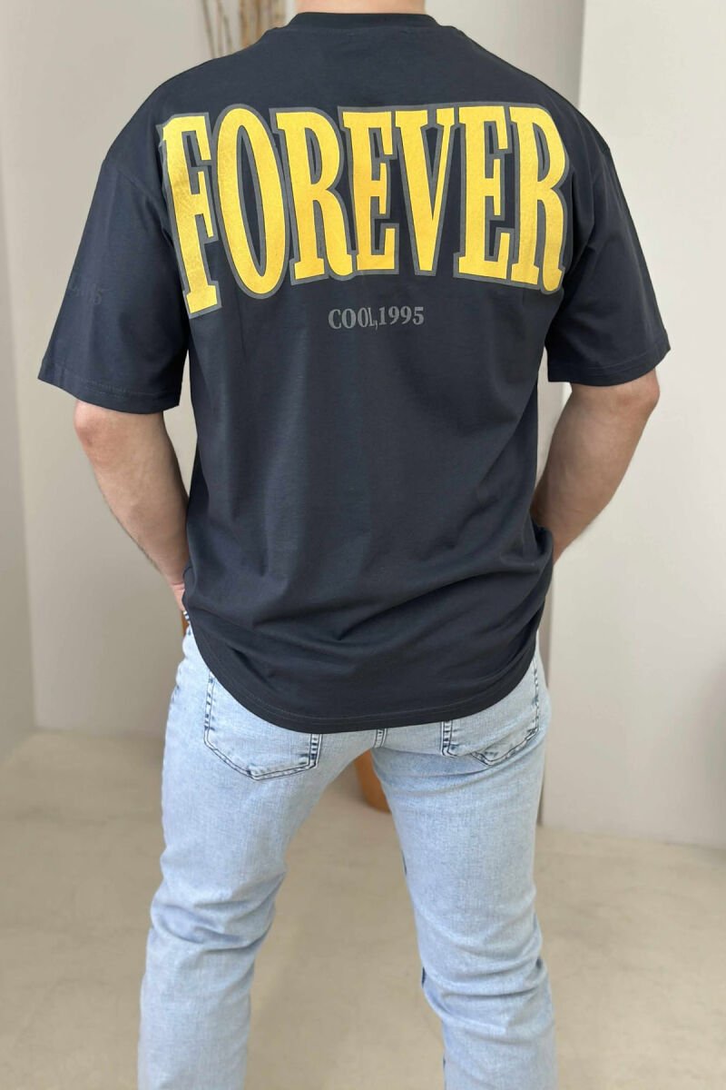 ROUND NECK FRONT & BACK WRITTINGS MEN T-SHIRT DARK GREY/GEE - 3