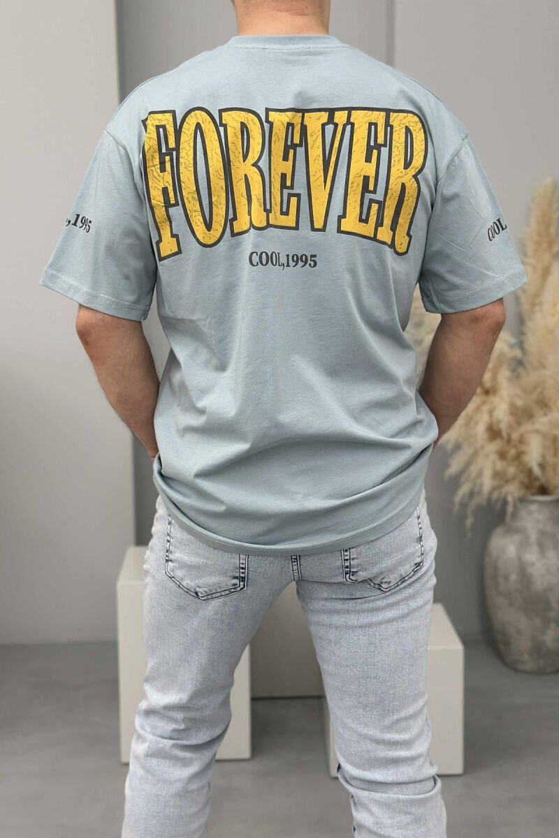 ROUND NECK FRONT & BACK WRITTINGS MEN T-SHIRT LIGHTBLUE/BZ - 3