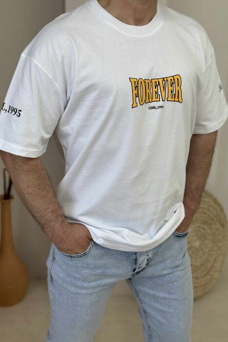 ROUND NECK FRONT & BACK WRITTINGS MEN T-SHIRT WHITE-E BARDHE - 2