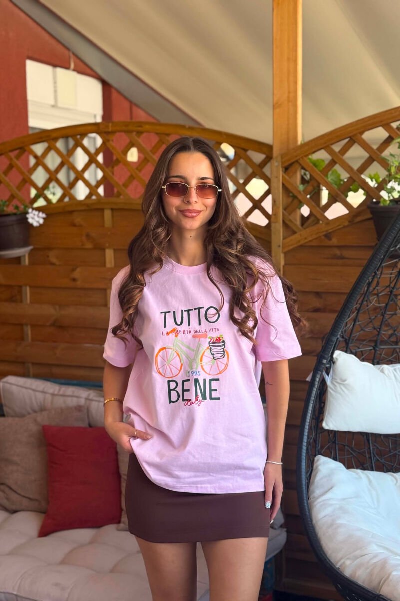ROUND NECK FRONT IMAGE WOMEN T-SHIRT PINK/ROZE - 1