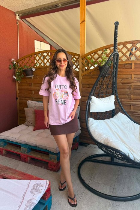 ROUND NECK FRONT IMAGE WOMEN T-SHIRT PINK/ROZE - 2