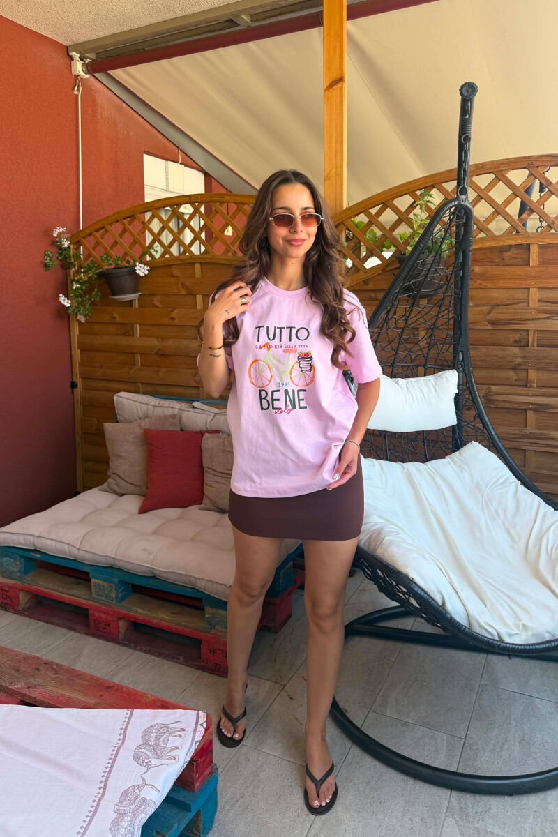 ROUND NECK FRONT IMAGE WOMEN T-SHIRT PINK/ROZE - 4