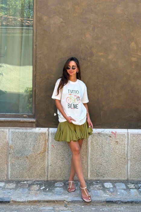 ROUND NECK FRONT IMAGE WOMEN T-SHIRT WHITE-E BARDHE - KLAUDIO FASHION