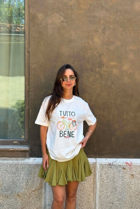 ROUND NECK FRONT IMAGE WOMEN T-SHIRT WHITE-E BARDHE - 5