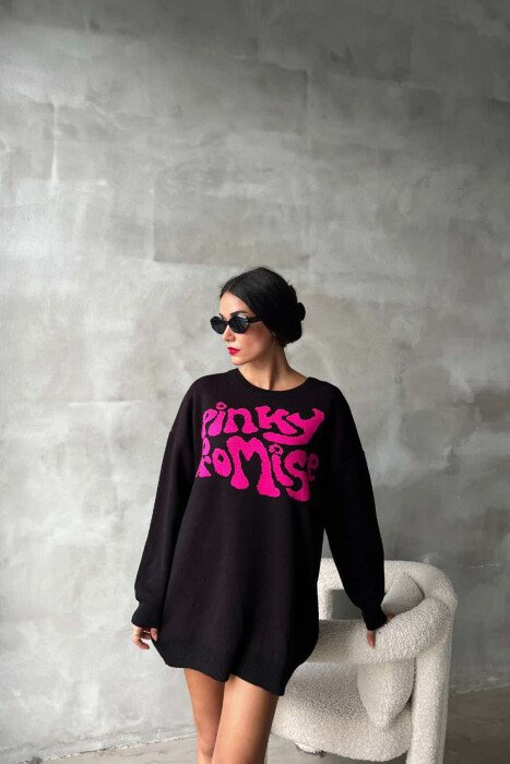 TRIKO AKRELIKE ME SHKRIME PËR FEMRA NË NGJYRËN E ZEZË - KLAUDIO FASHION