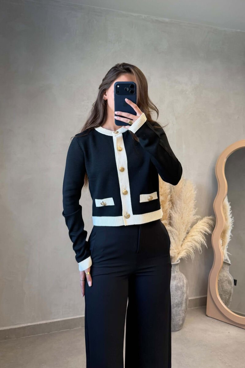 ROUND NECK GOLD BUTTONS WOMAN CARDIGAN BLACK/ E ZEZE - 1