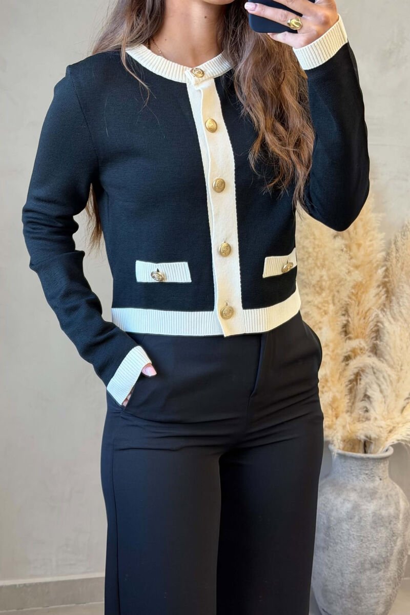 ROUND NECK GOLD BUTTONS WOMAN CARDIGAN BLACK/ E ZEZE - 3