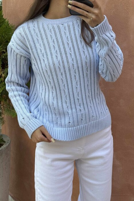 ROUND NECK KNITTED WOMEN SWEATER BEAUBLUE/BBL - 2