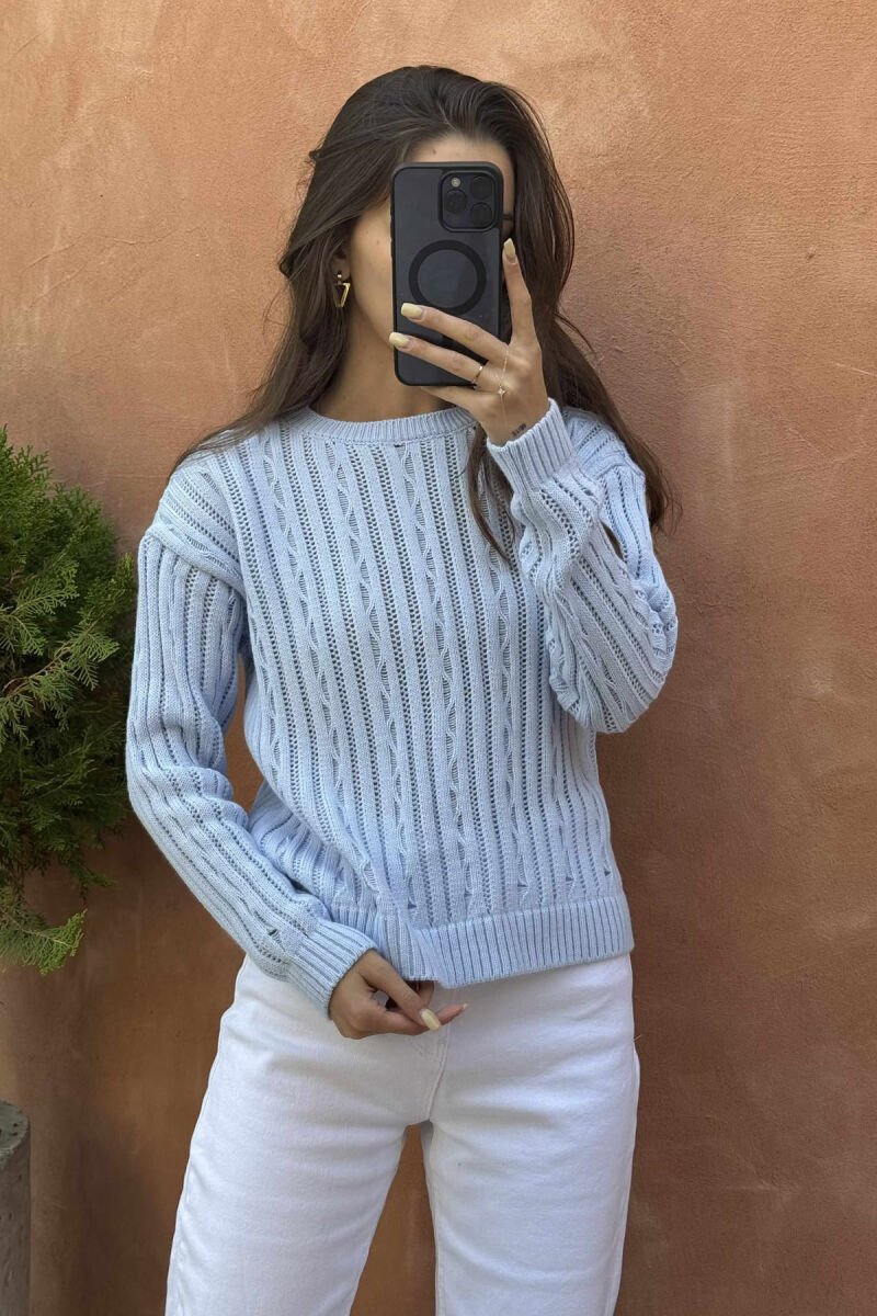 ROUND NECK KNITTED WOMEN SWEATER BEAUBLUE/BBL - 3