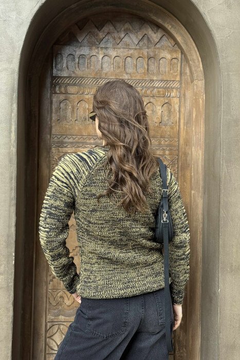 ROUND NECK KNITTED WOMEN SWEATER YELLOW/E VERDHE - 4