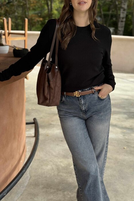 ROUND NECK LIGHT WOMEN SWEATER BLACK/ E ZEZE - 4
