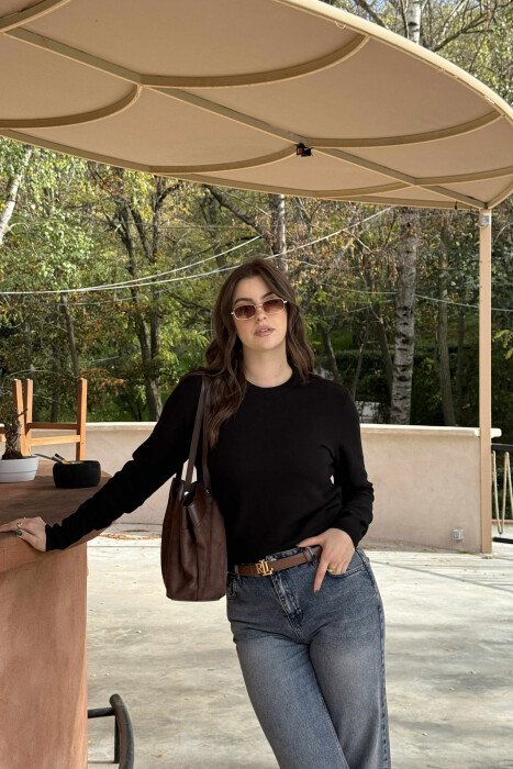 ROUND NECK LIGHT WOMEN SWEATER BLACK/ E ZEZE - 5