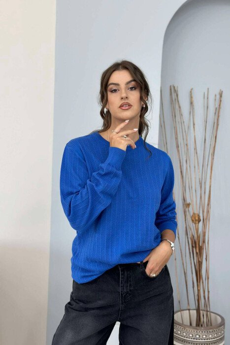 ROUND NECK LIGHT WOMEN SWEATER BLUE/BLU 