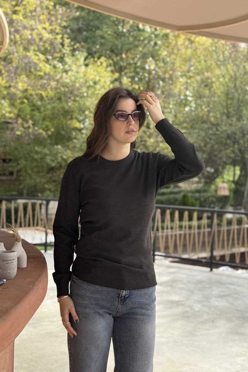 ROUND NECK LIGHT WOMEN SWEATER DARK GREY/GEE - 4
