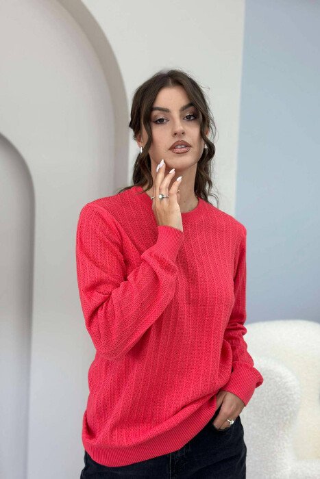ROUND NECK LIGHT WOMEN SWEATER SALMON/SALMON - 5