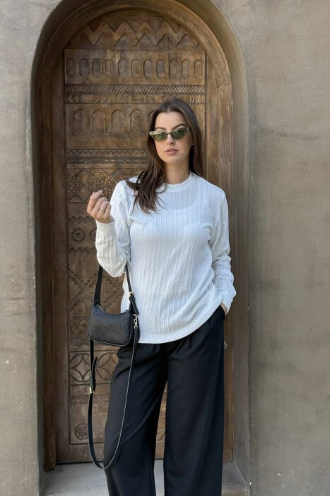 ROUND NECK LIGHT WOMEN SWEATER WHITE-E BARDHE 