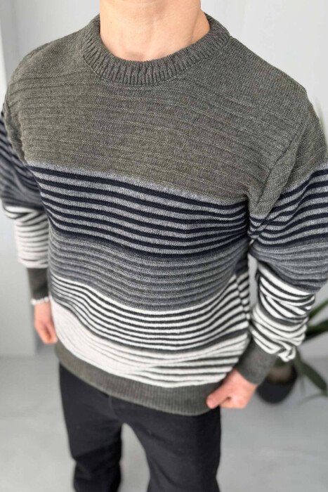 ROUND NECK LINES MEN SWEATER GREEN/JESHILE - KLAUDIO FASHION