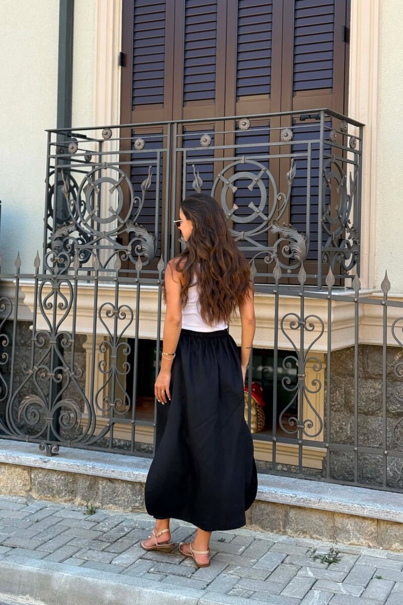 ROUND NECK LONG WOMAN DRESS BLACK-WHITE/ZB - 4