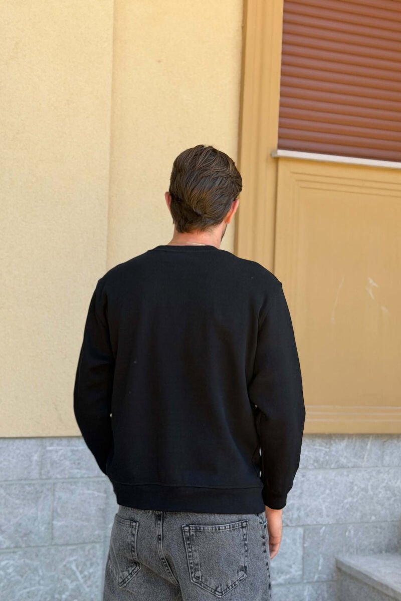 ROUND NECK ONE COLOR MEN SWEATSHIRT BLACK/ E ZEZE - 4