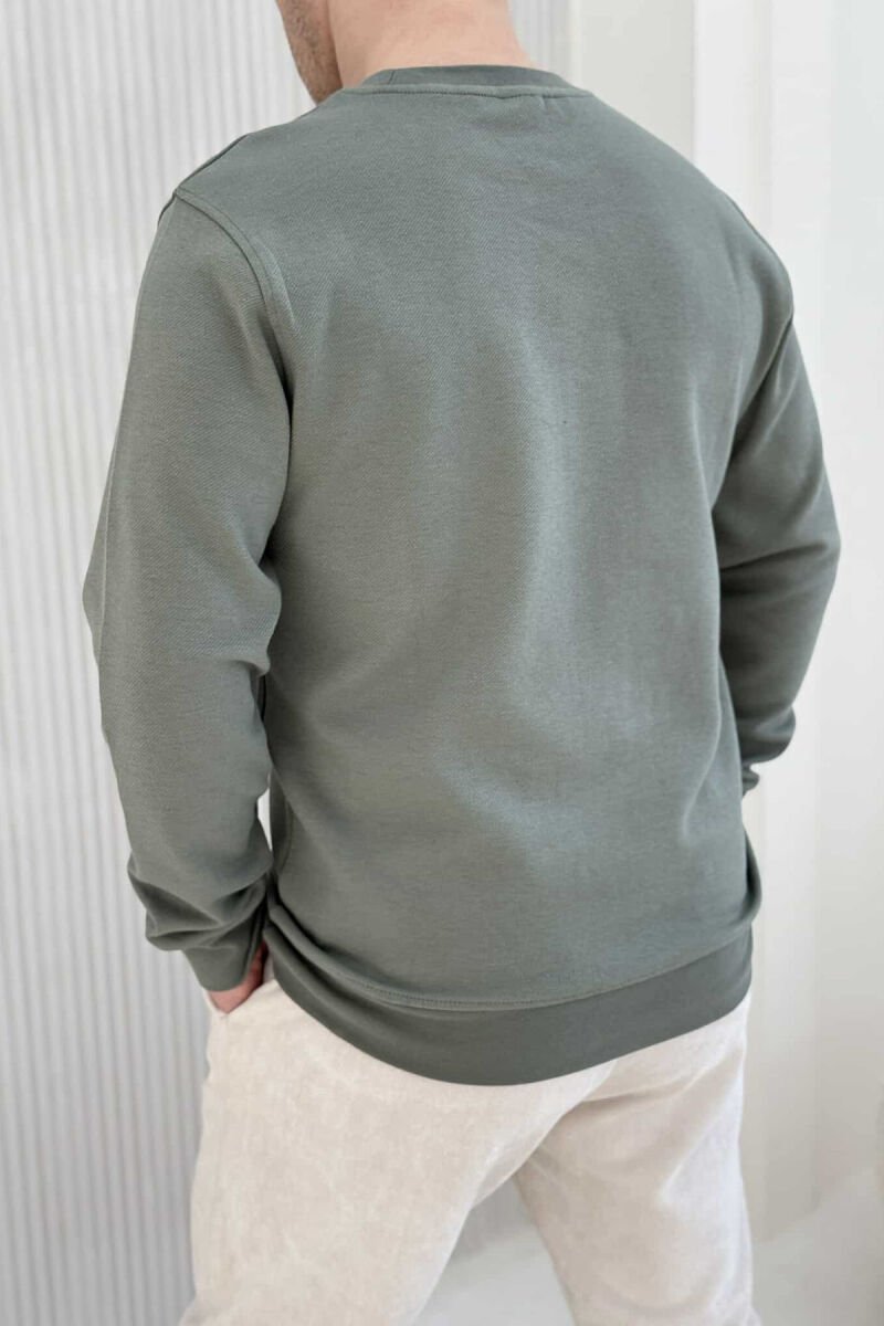 ROUND NECK ONE COLOR MEN SWEATSHIRT GREEN/JESHILE - 2