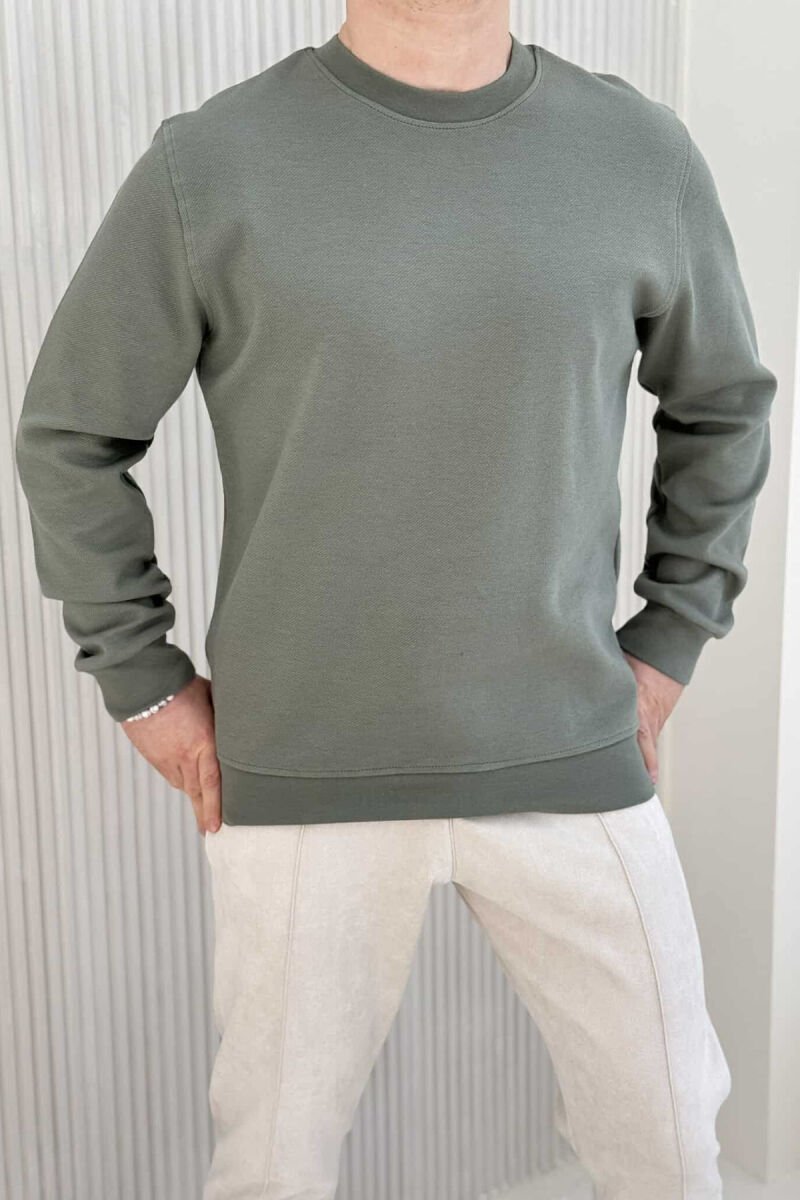 ROUND NECK ONE COLOR MEN SWEATSHIRT GREEN/JESHILE - 3