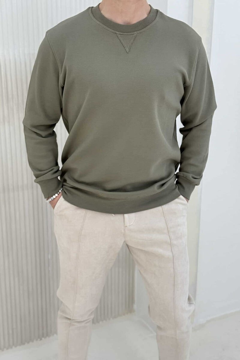 ROUND NECK ONE COLOR MEN SWEATSHIRT MINT/MENTE - 1