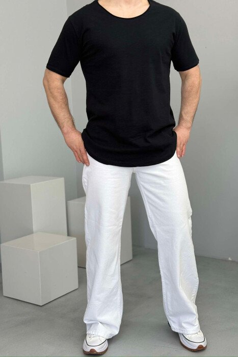 ROUND NECK ONE COLOR MEN T-SHIRT BLACK/ E ZEZE - 2