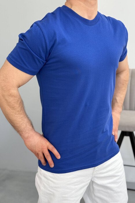 T-SHIRT NJË NGJYRËSH PËR MESHKUJ NË NGJYRËN BLU 