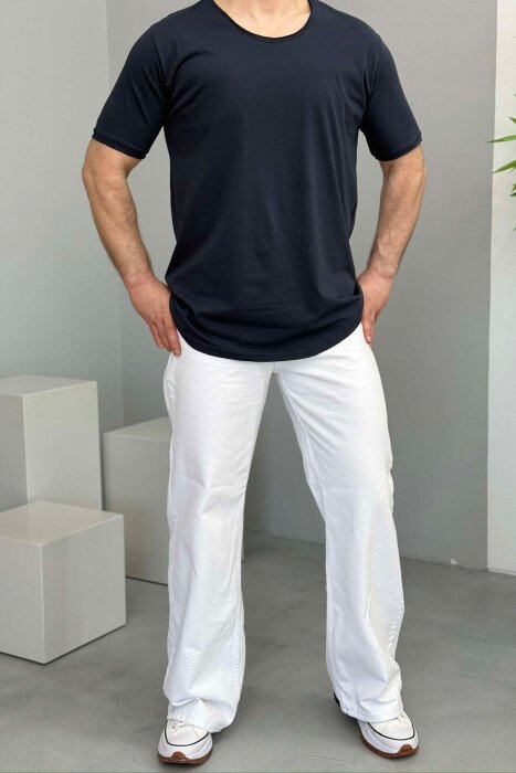 ROUND NECK ONE COLOR MEN T-SHIRT BLUE/BLU - 3