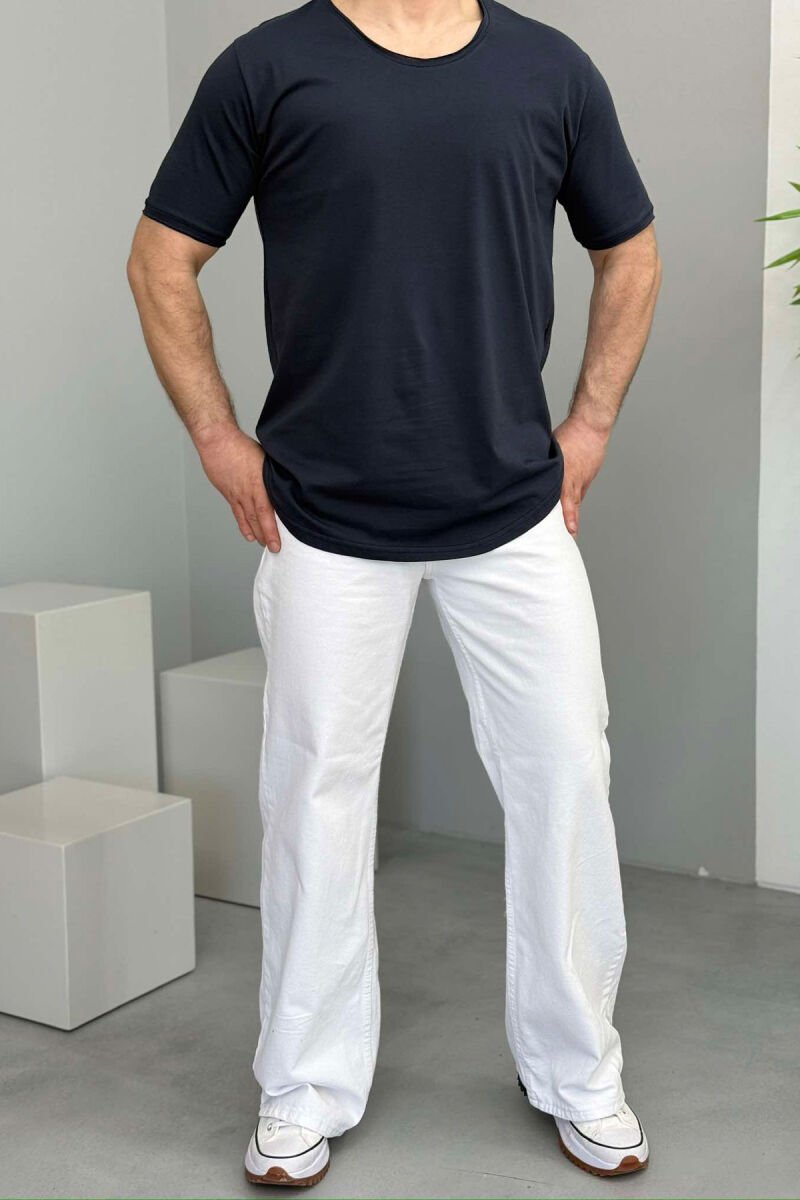 ROUND NECK ONE COLOR MEN T-SHIRT BLUE/BLU - 3