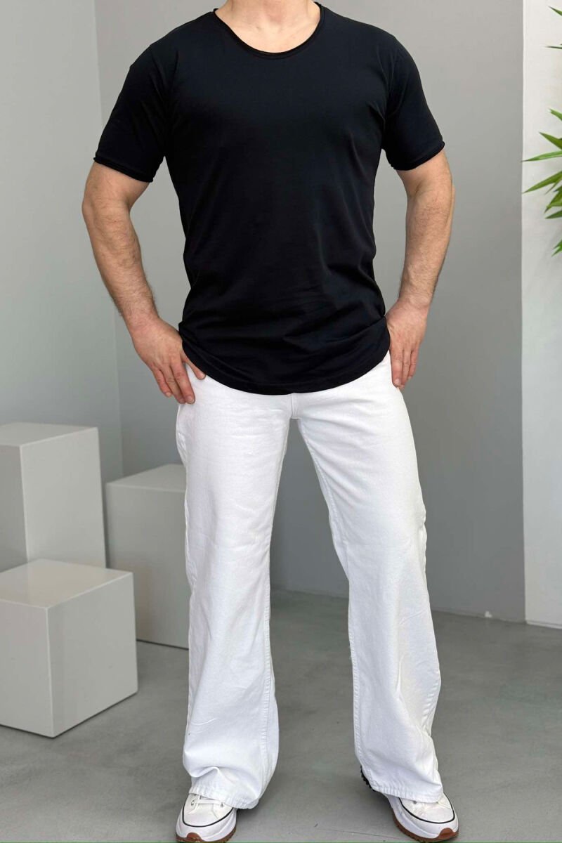 ROUND NECK ONE COLOR MEN T-SHIRT DARK BLUE/BEE - 2