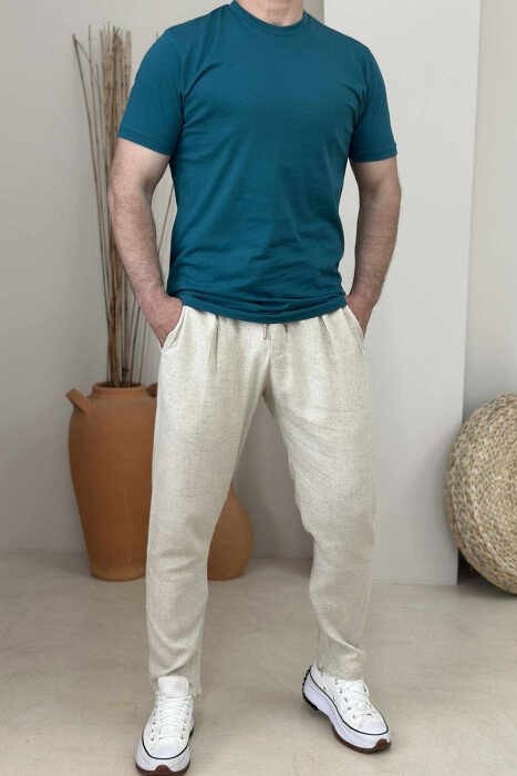 ROUND NECK ONE COLOR MEN T-SHIRT GREEN/JESHILE - 1