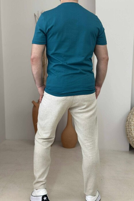 ROUND NECK ONE COLOR MEN T-SHIRT GREEN/JESHILE - 2