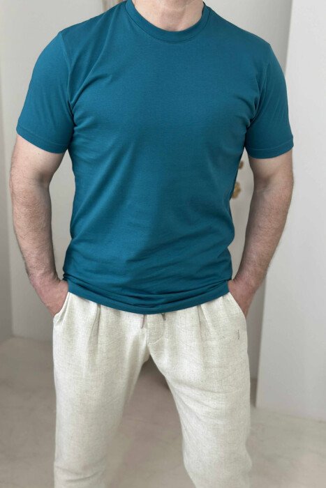 ROUND NECK ONE COLOR MEN T-SHIRT GREEN/JESHILE - 3