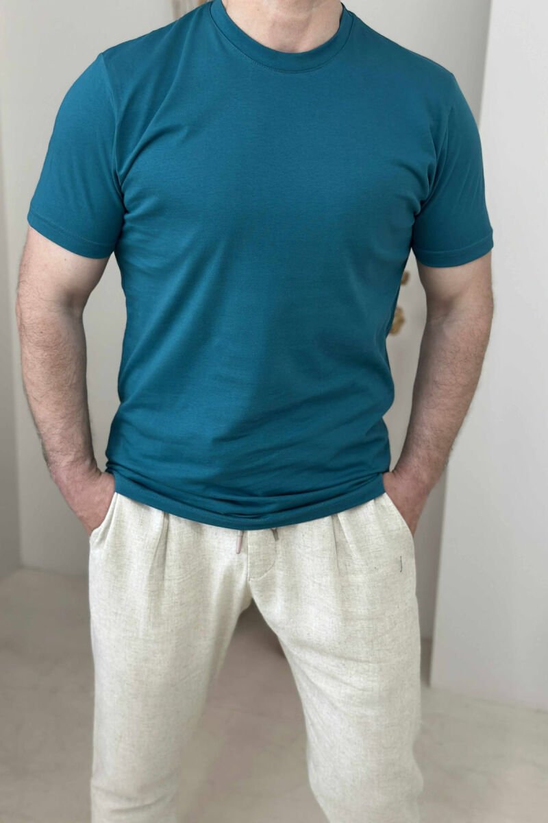 ROUND NECK ONE COLOR MEN T-SHIRT GREEN/JESHILE - 3
