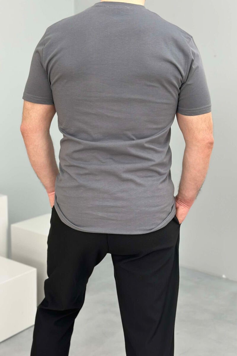 ROUND NECK ONE COLOR MEN T-SHIRT GREY/GRI - 3