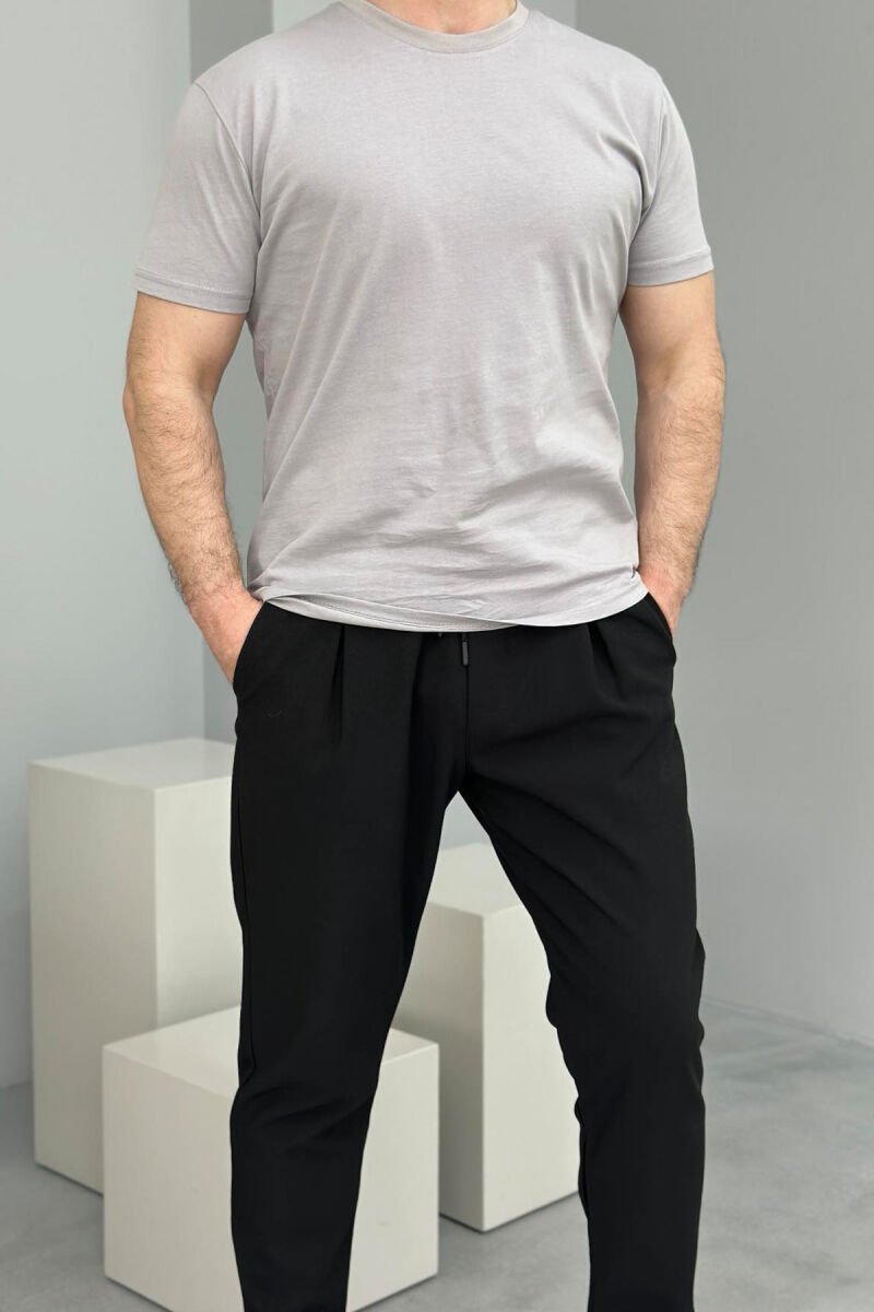 ROUND NECK ONE COLOR MEN T-SHIRT LIGHT GREY/GZ - 2