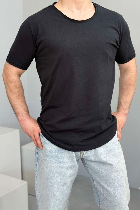 ROUND NECK ONE COLOR MEN T-SHIRT MIDNIGHT BLUE/BLU MESNATE 