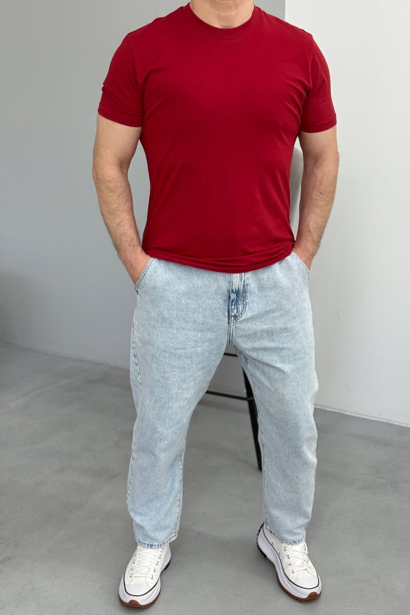 ROUND NECK ONE COLOR MEN T-SHIRT RED/E KUQE - 2