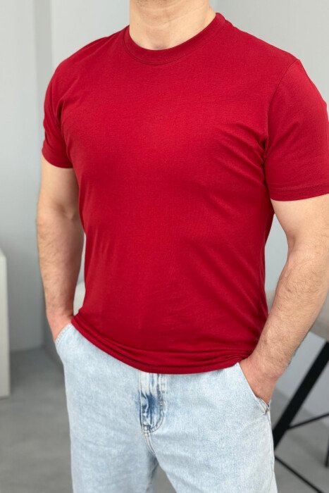ROUND NECK ONE COLOR MEN T-SHIRT RED/E KUQE - 3