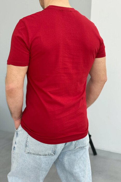 ROUND NECK ONE COLOR MEN T-SHIRT RED/E KUQE - 4