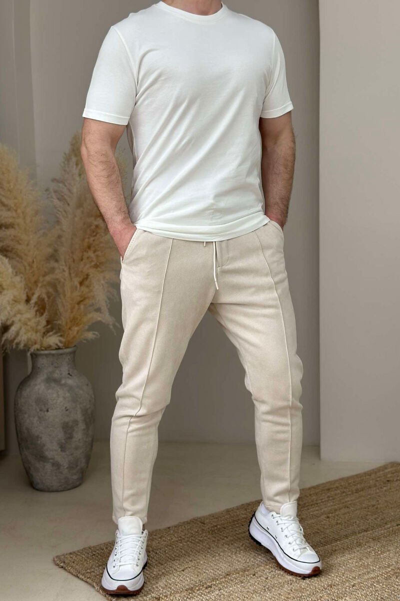 ROUND NECK ONE COLOR MEN T-SHIRT WHITE-E BARDHE - 3