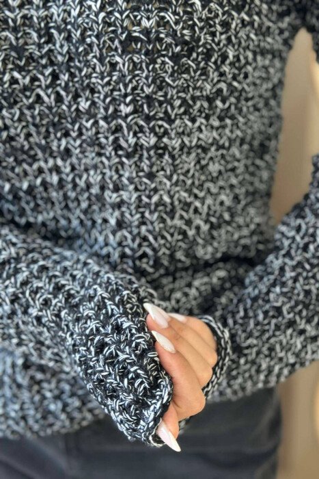 ROUND NECK ONE COLOR WOMAN SWEATER BLACK/ E ZEZE - 7
