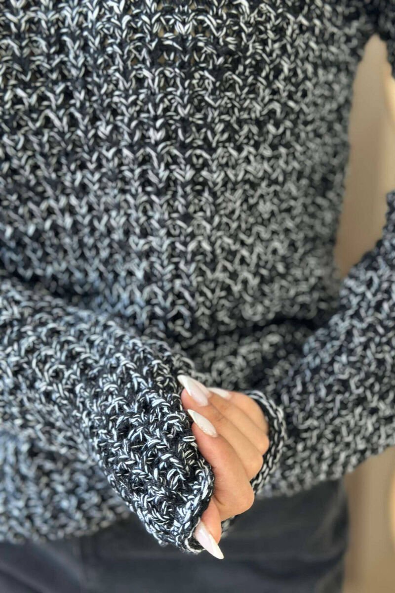 ROUND NECK ONE COLOR WOMAN SWEATER BLACK/ E ZEZE - 7