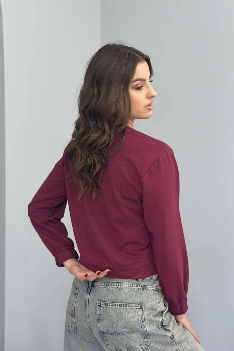 ROUND NECK ONE COLOR WOMEN BLOUSE BURGUNDY/VISHNJE - 3
