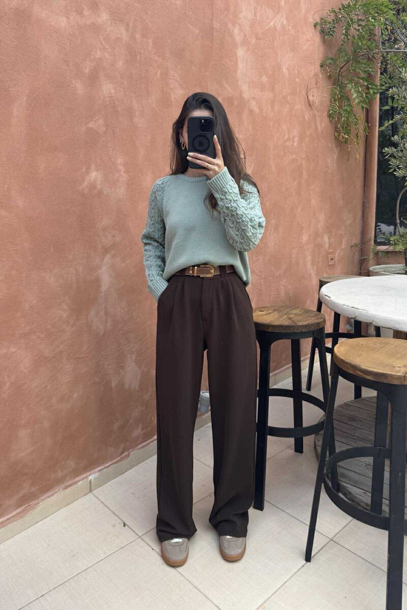 ROUND NECK ONE COLOR WOMEN SWEATER MINT/MENTE - 1