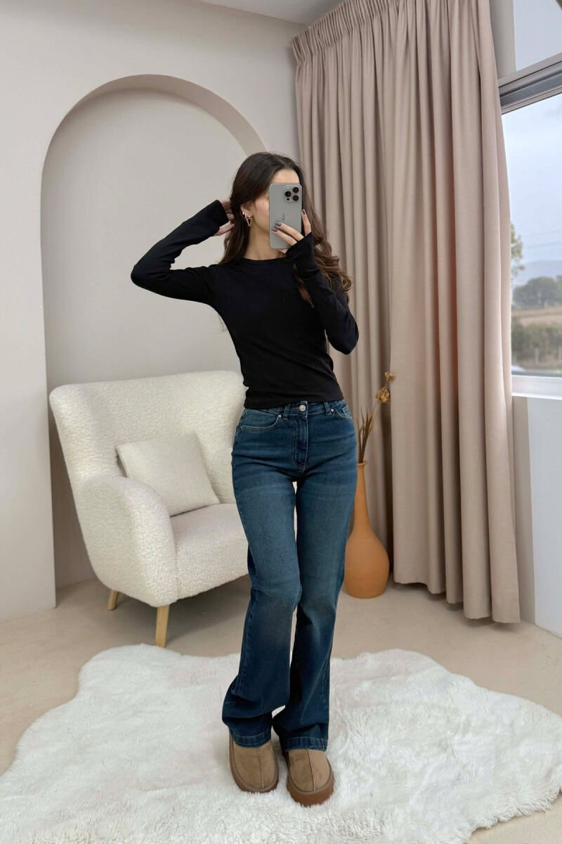 ROUND NECK ONE COLOR WOMEN SWEATSHIRT BLACK/ E ZEZE - 2