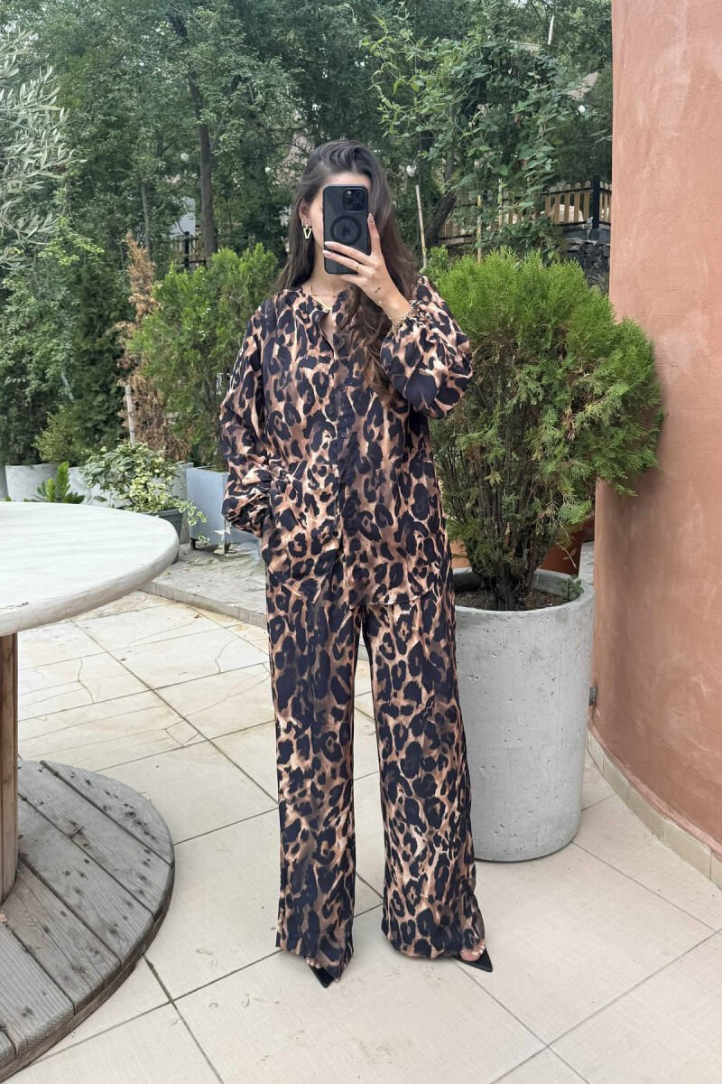 ROUND NECK SHIRT+TROUSERS WOMEN SET LEO/LEOPARD - 1