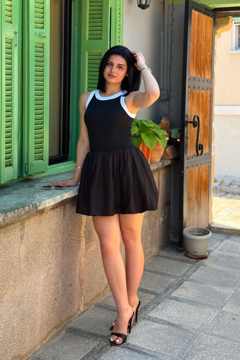 ROUND NECK SHORT WOMAN DRESS BLACK/ E ZEZE - 2