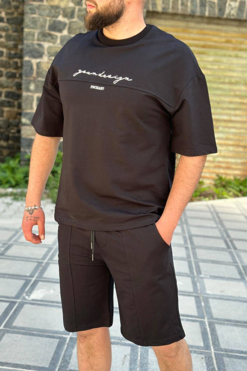 ROUND NECK SIMPLE COTTON MEN SET BLACK/ E ZEZE - 1